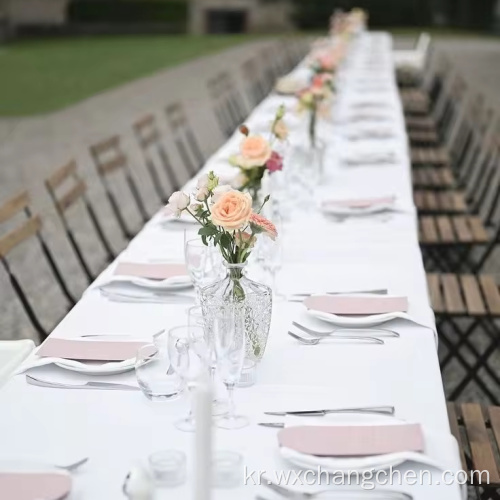 휴대용 접이식 다리 무료 샘플 뜨거운 판매 긴 나무 보드 식사 야외 결혼식 연회 접이식 테이블